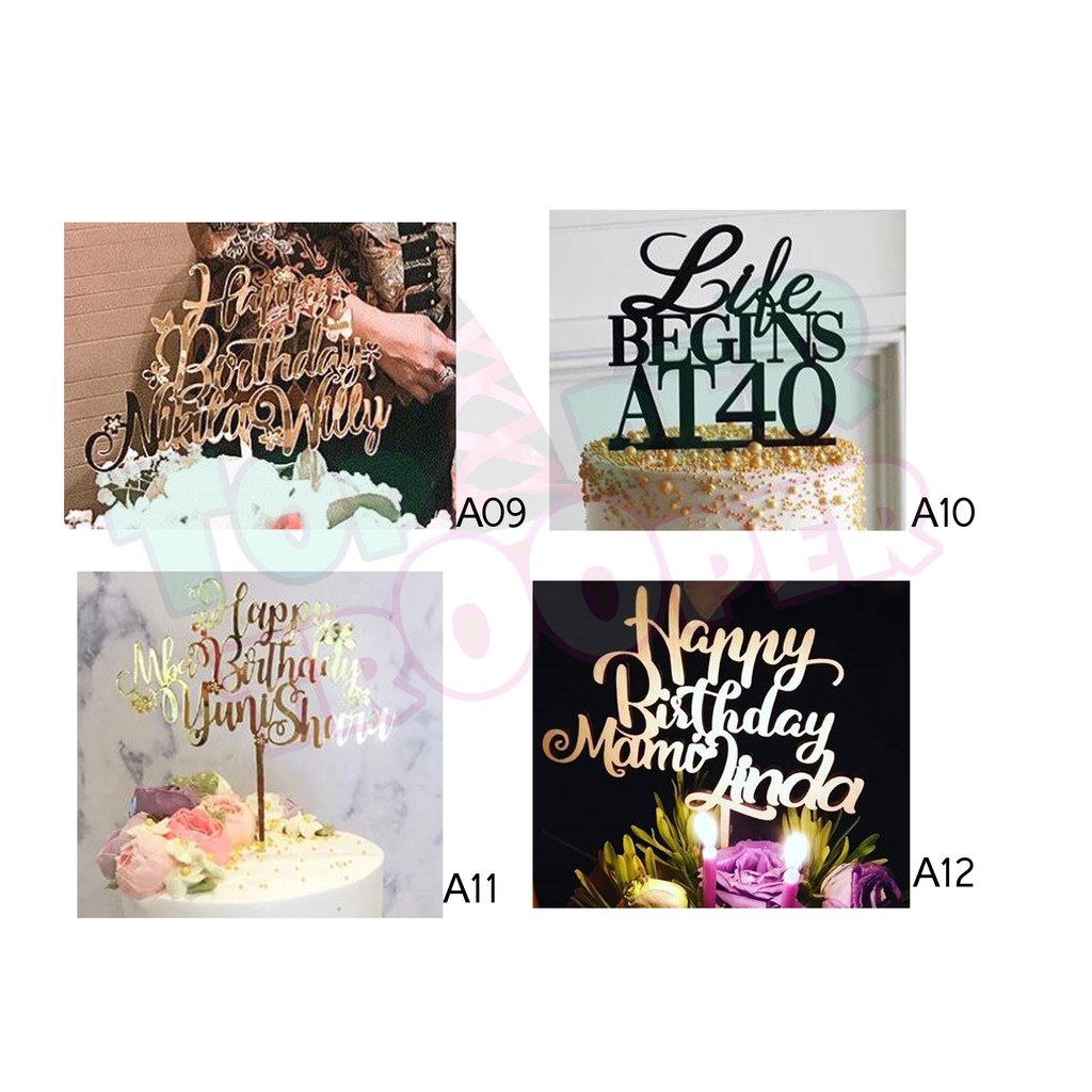 CUSTOM AKRILIK MIRROR Cake topper | Cake Topper Acrylic | Hiasan Kue Tulisan Akrilik Custom Nama | Topper Akrilik Mirror