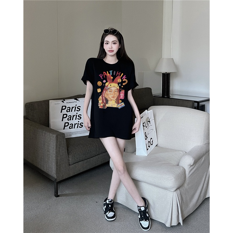 Printed T-shirt /T-shirt Oversize Koukla/baju oversize wanita murah/atasan wanita warna putih/outer kaos atasan baggy wanita