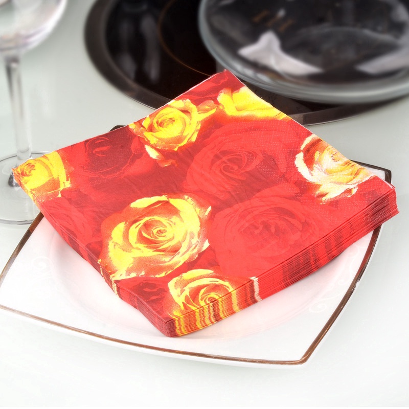 20pcs/set Red Rose Paper Napkins Festive &amp; Party Supplies Tissue Serviette