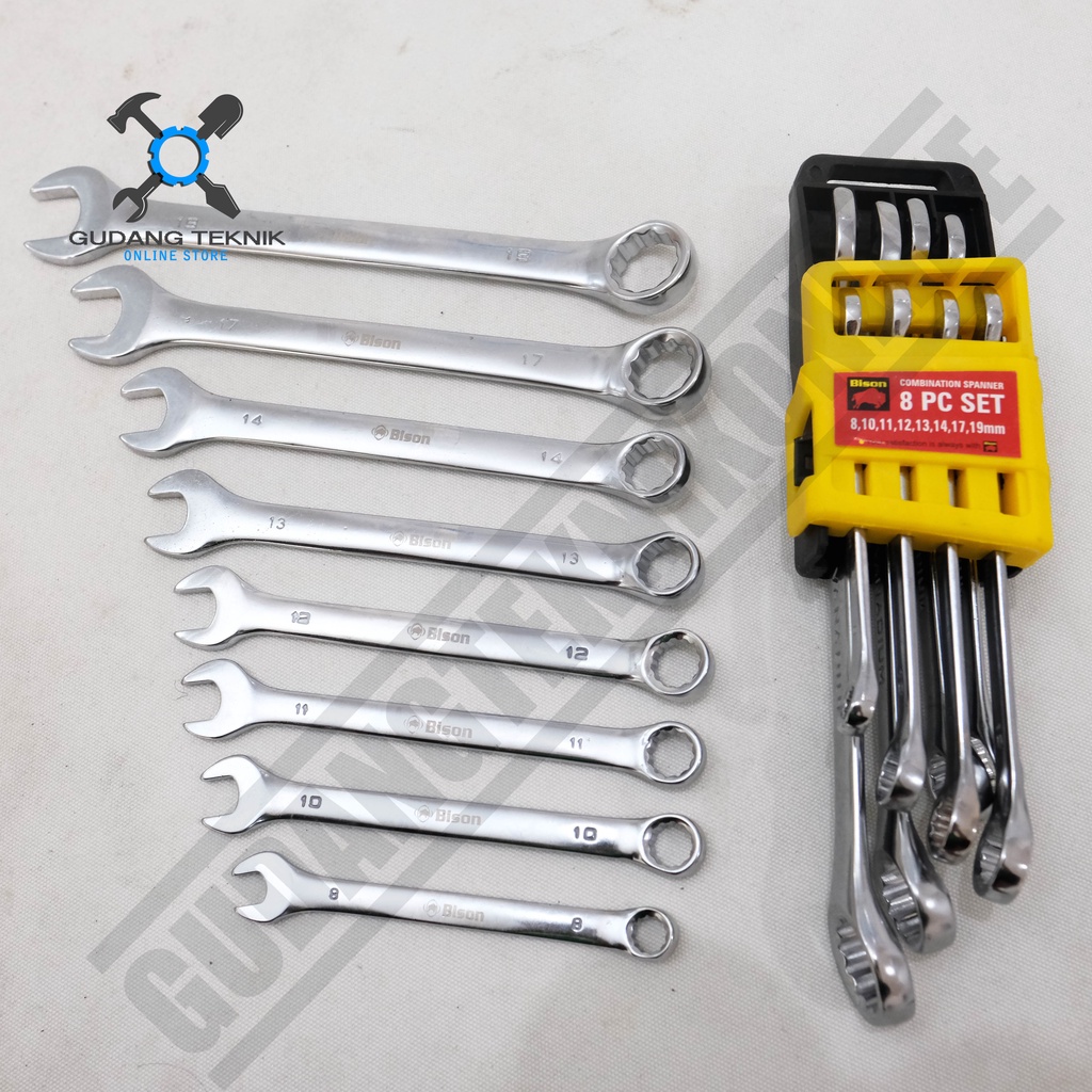 Kunci Ring Pas 1 SET 8pcs 8-19mm BISON / Combination Wrench 8 Pcs - Kunci Pas Ring 8 pcs 8-24mm BISON