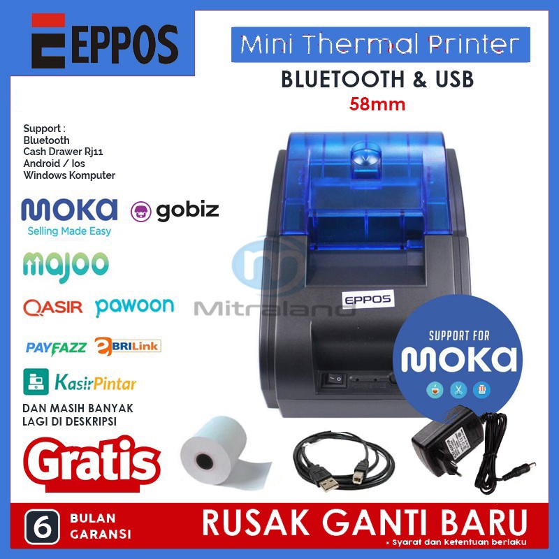 Printer Thermal EPPOS PLUS 58mm EP58PLUS- USB BLUETOOTH Multi Device