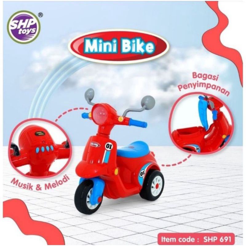 sepeda motor anak kecil roda tiga Musik melodi model terbaru vespa bagasi penyimpanan murah berkuali