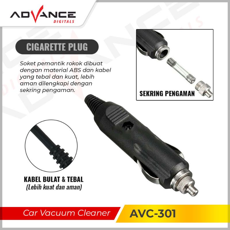 Advance Car Vacuum Cleaner / Penyedot Debu Mobil AVC-301