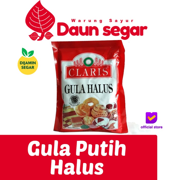 

Gula Putih Halus Claris 250gram untuk aneka kue dan jajanan pasar gula tabur donat - Daun segar daunsegar