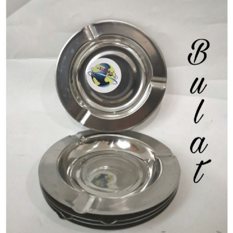 Asbak rokok stainless uk 12cm Asbak rokok bulat kotak