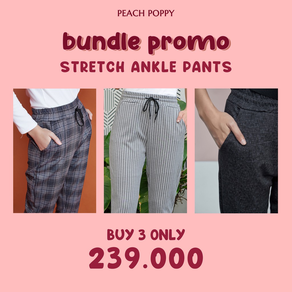 PROMO BUNDLE - Celana Panjang Basic Bahan Wanita Premium