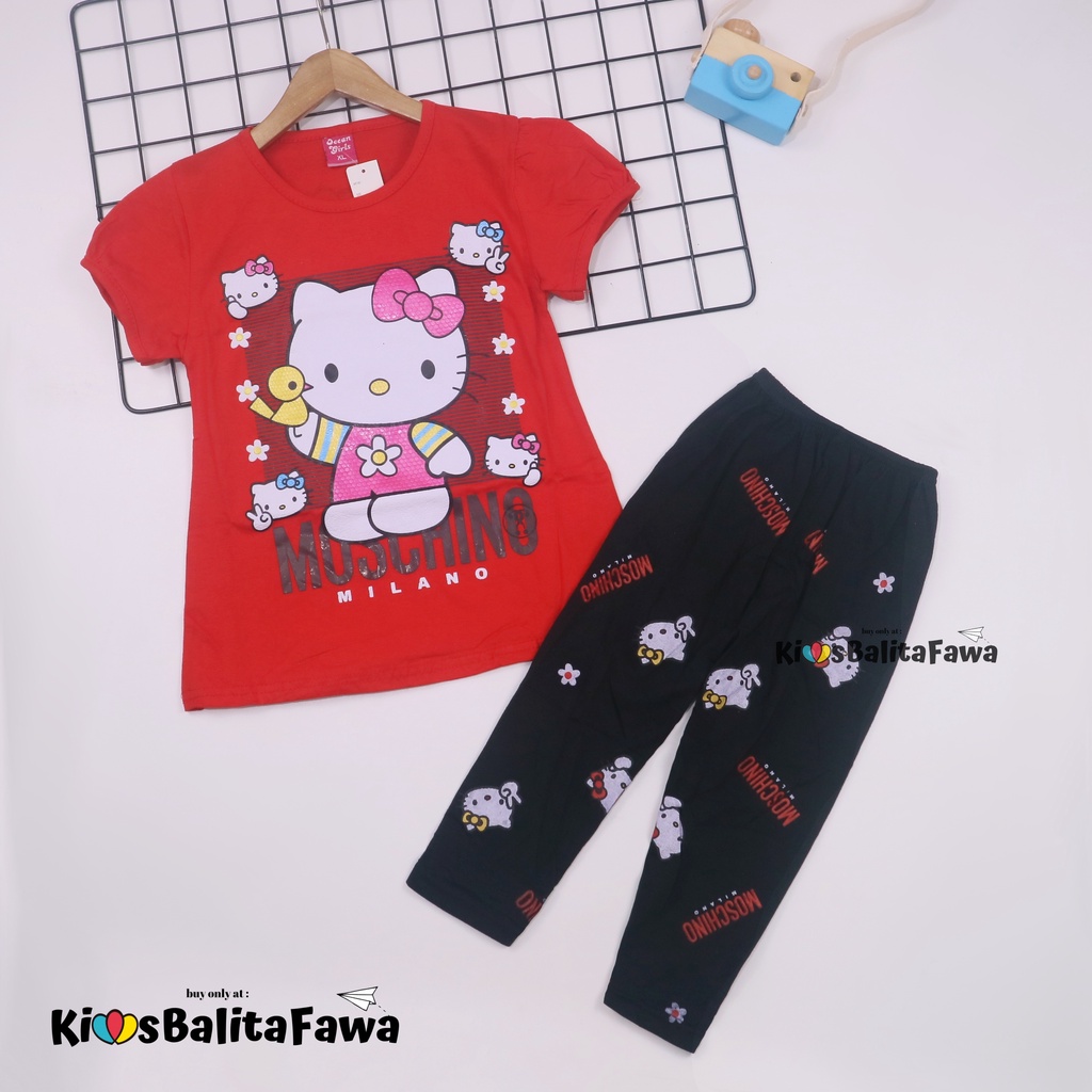 Setelan Hello Katty uk 3-4 Tahun / Baju Anak Karakter Legging Perempuan Murah Celana Panjang Import