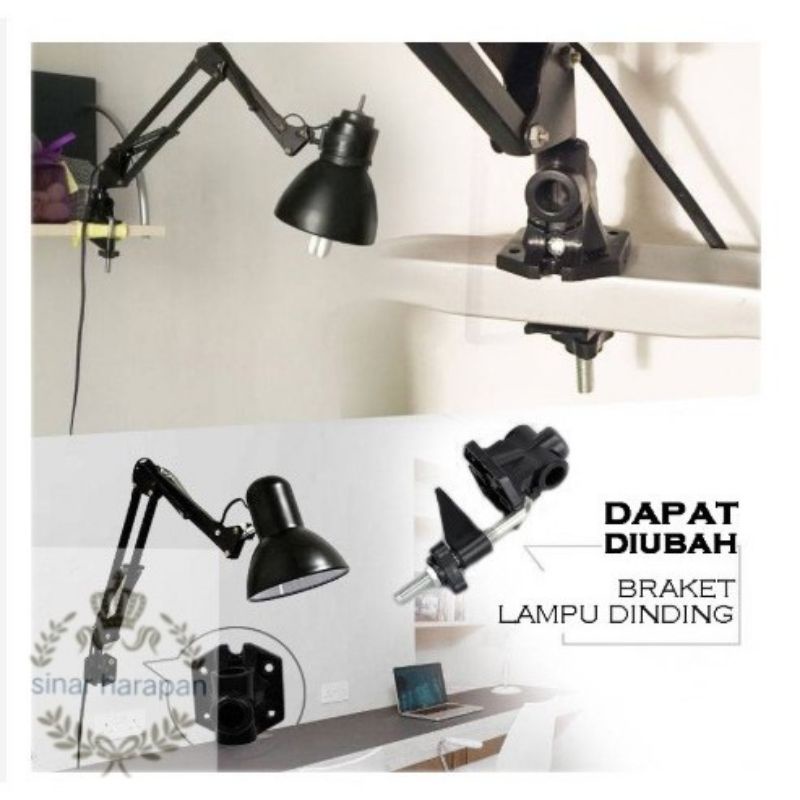 ANEKA JM-800 FITTING HITAM LAMPU BACA ARSITEK UNTUK DI MEJA BELAJAR