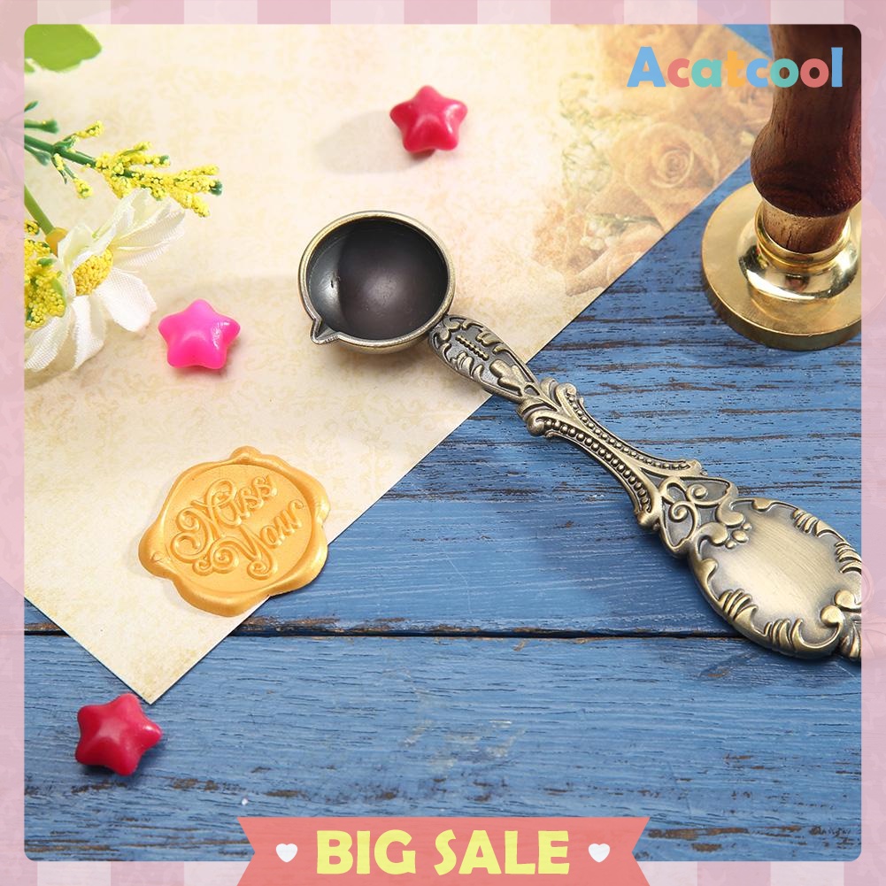 Sealing Wax Spoon Fire Paint Melting Firing Stamp Envelopes Card Metal Tool