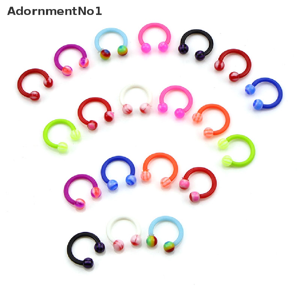 (AdornmentNo1) 20pcs / Set Cincin Tindik Hidung / Tubuh Bentuk C Bahan Akrilik