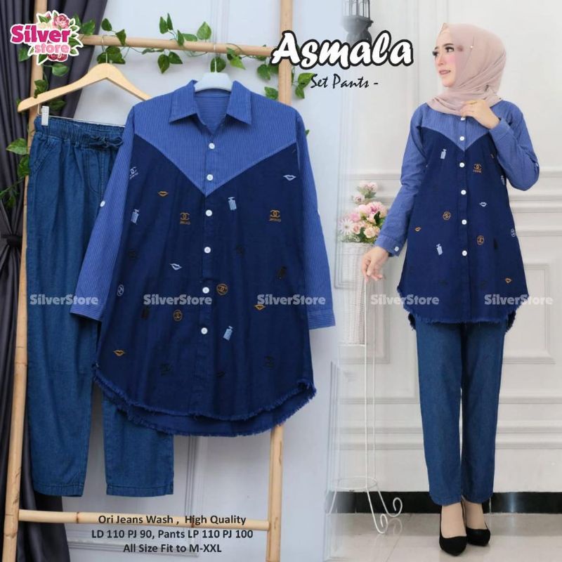 ASMALA SET PANTS (SETELAN/WANITA/SET DENIM JEANS ORI)