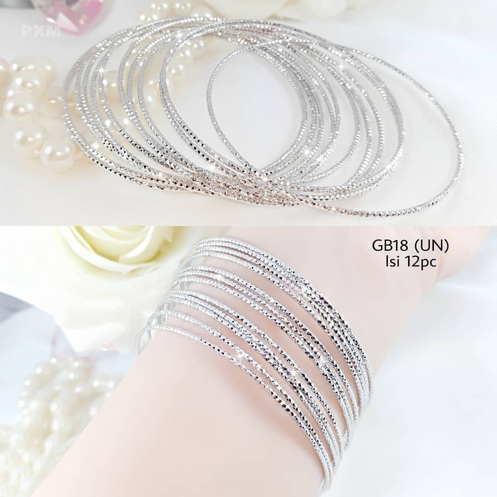 Gelang Keroncong Isi 12 Lapis emas putih Berkilau seperti ASLI