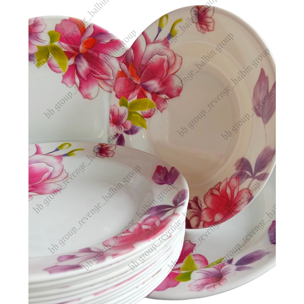 piring melamin 9.inc - piring makan melamine tebal - piring melamin motif rose - piring nasi - piring cekung - piring bulat - piring melamine berkualitas sni