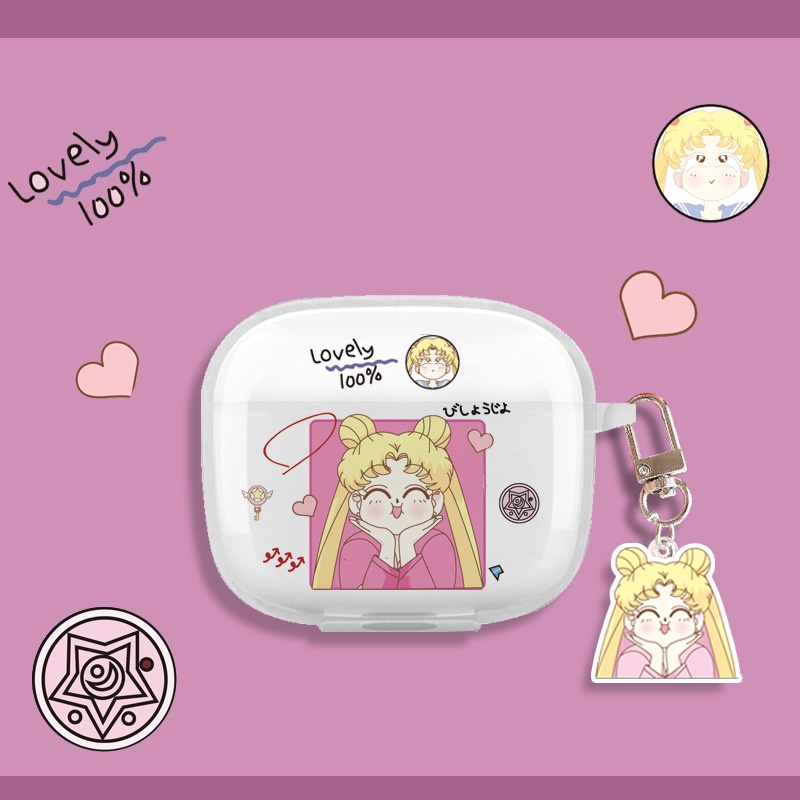 Soft Case Pelindung Earphone Bluetooth Transparan Motif Kartun Dengan Liontin Untuk Lenovo LP40 LP 40