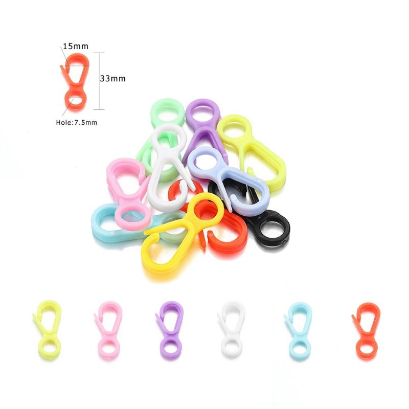 50pcs Kait Kokot plastik 15x33mm gesper lobster plastik warna-warni