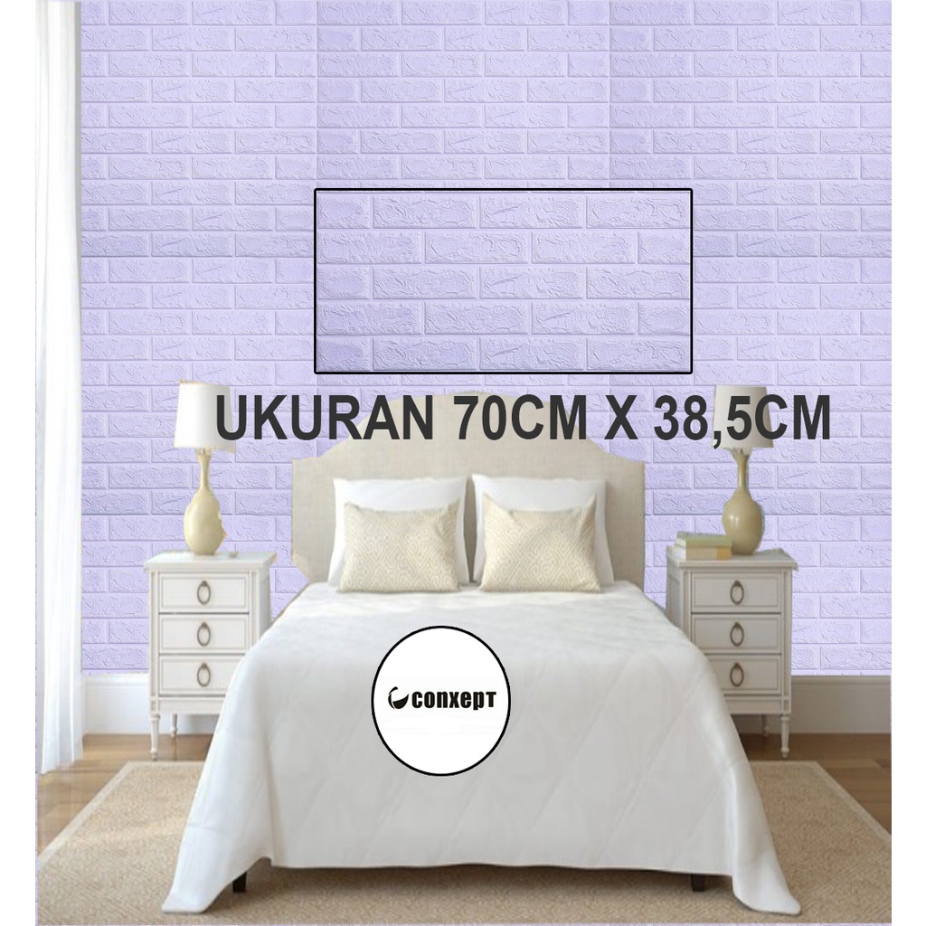 CX Wallpaper Foam 3D Bata Warna UNGU MUDA Premium Wall Paper Sticker Wallpaper Foam Bata Stiker