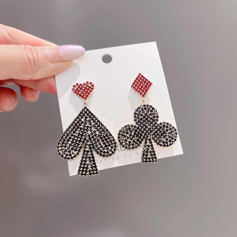 Anting 925 Silver Needle Bentuk Hati Asimetris Aksen Berlian Gaya Korea