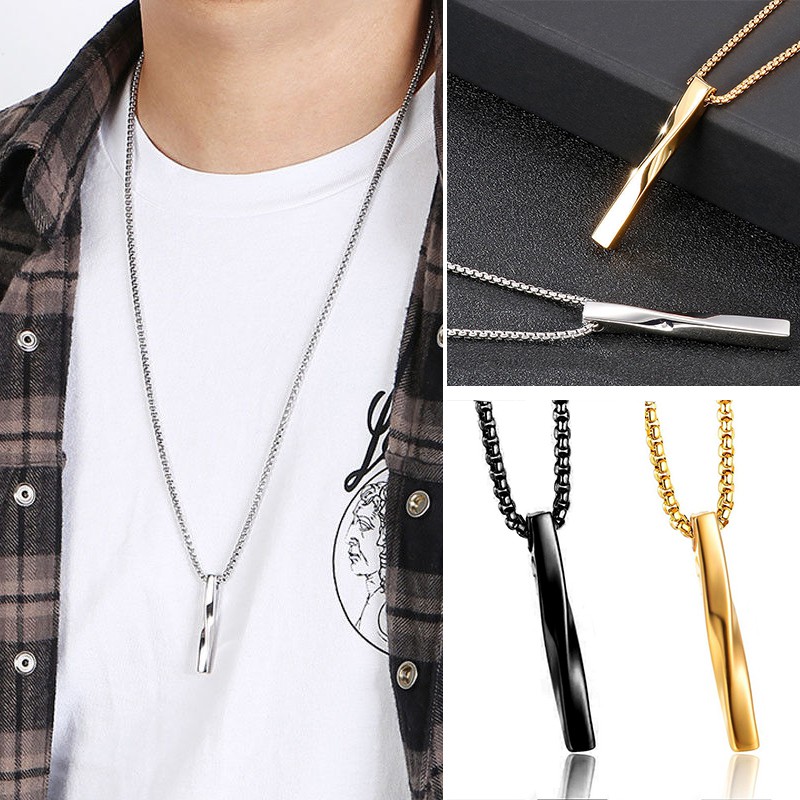 Kalung Rantai Klavikula Bahan stainless steel Dengan Liontin Kulit Ular Panjang Untuk Pria