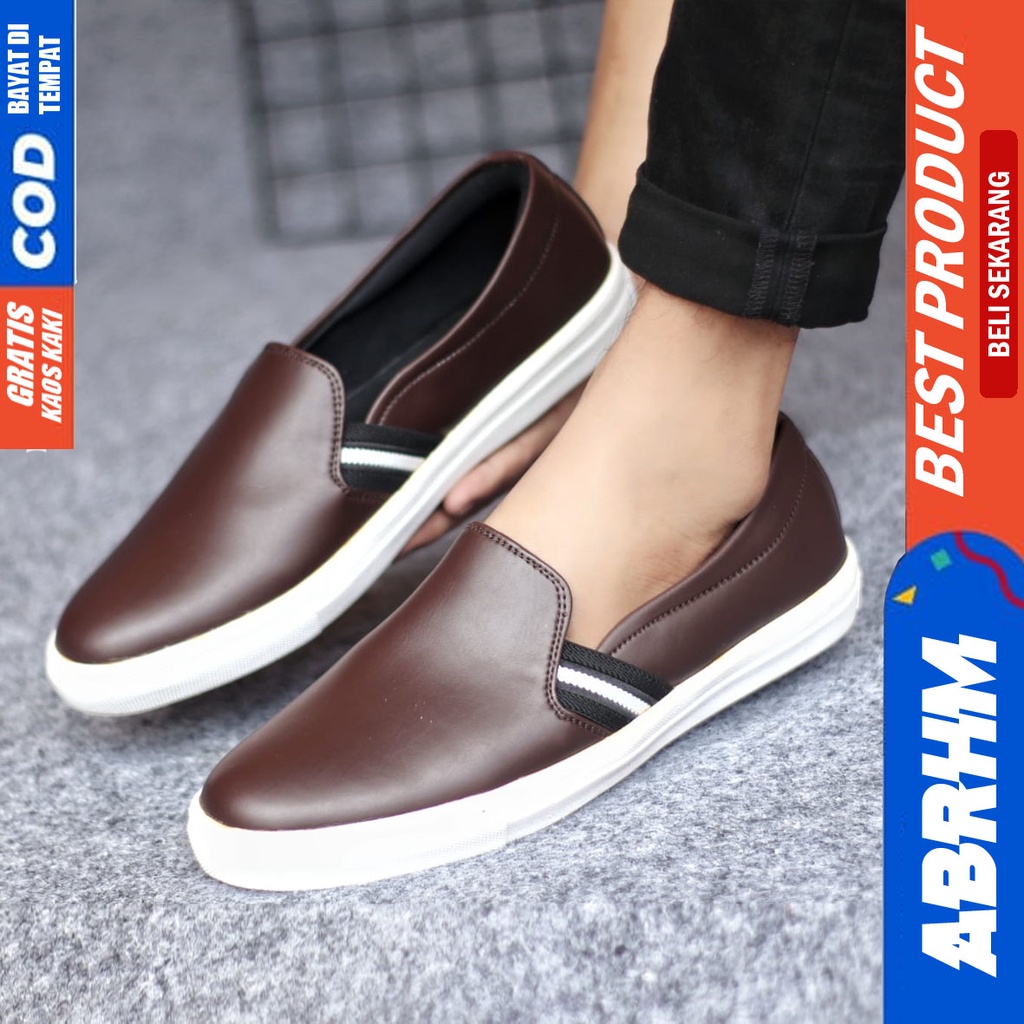 ABRHM NUE Sepatu Casual Slip On Santai Pria Slop Kulit Pu Anti Slip Original