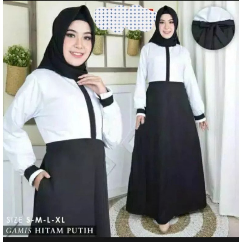 SERAGAM KERJA/DINAS/PNS (GAMIS HITAM PUTIH) GAMIS WANITA PNS/SERAGAM TANGAN KRIWIL(S.M.L.XL)
