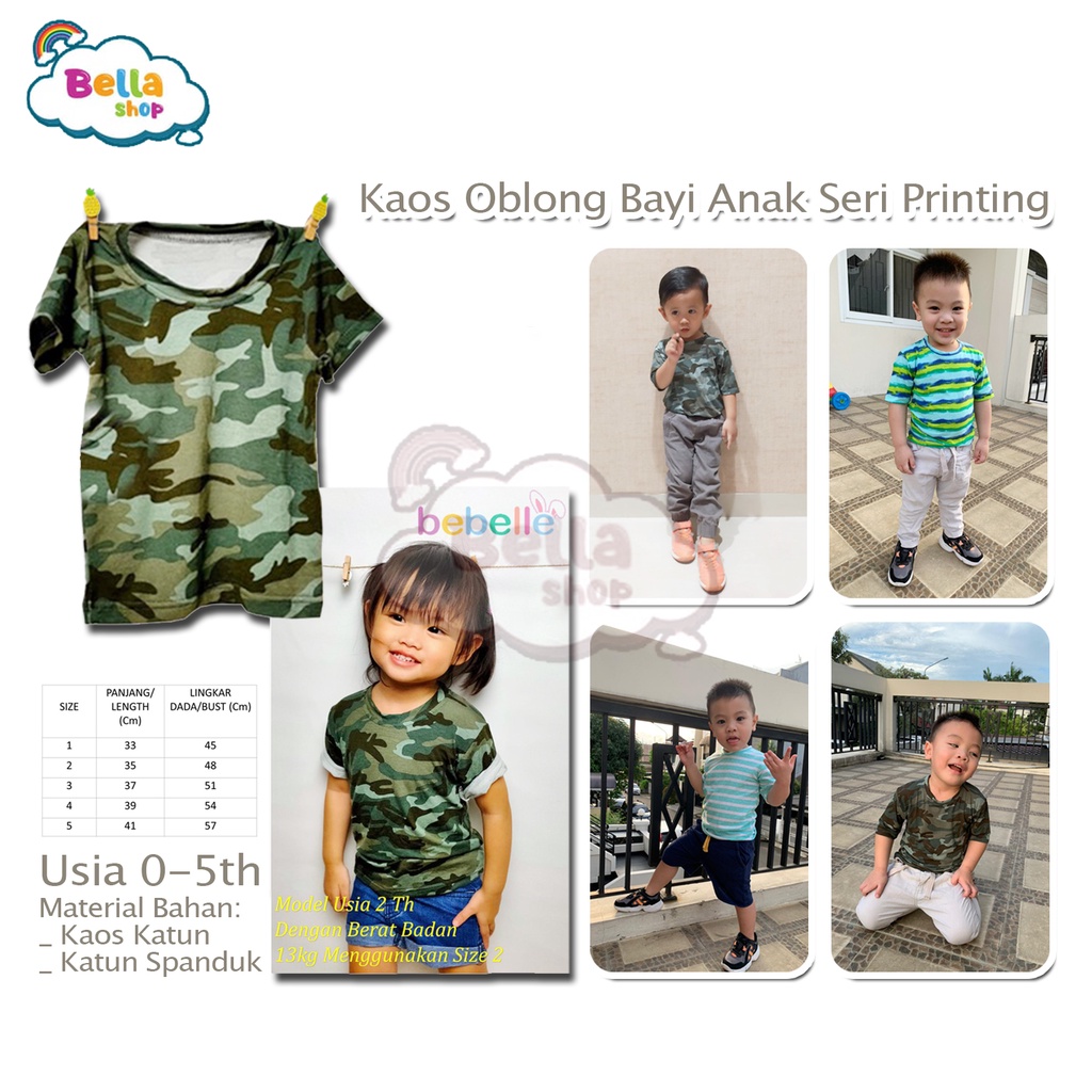 BEBELLE  PABK0002 KAOS OBLONG BAYI ANAK SERI PRINTING - BELLA SHOP