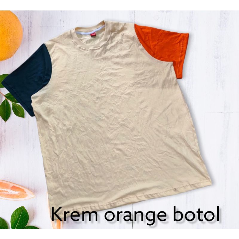 kaos oblong kombinasi polos