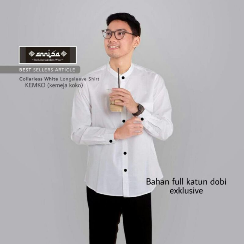 kemeja koko Annisa original bisa COD/Baju Koko] Az-zahir Lengan Panjang/Kemeja koko milenial