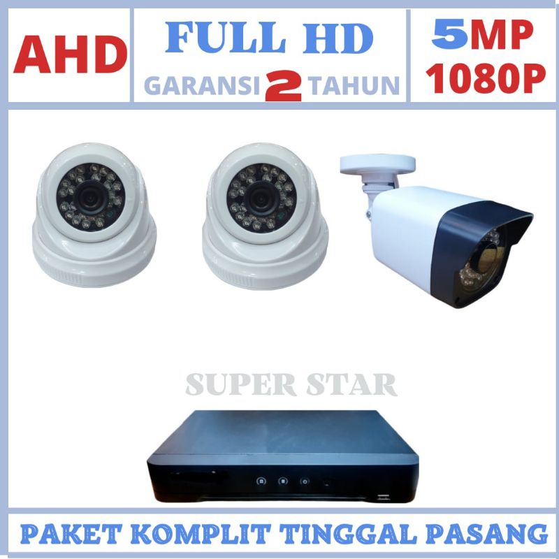 Paket cctv 4 channel 3 kamera lensa 5mp turbo hd 1080p ir sony