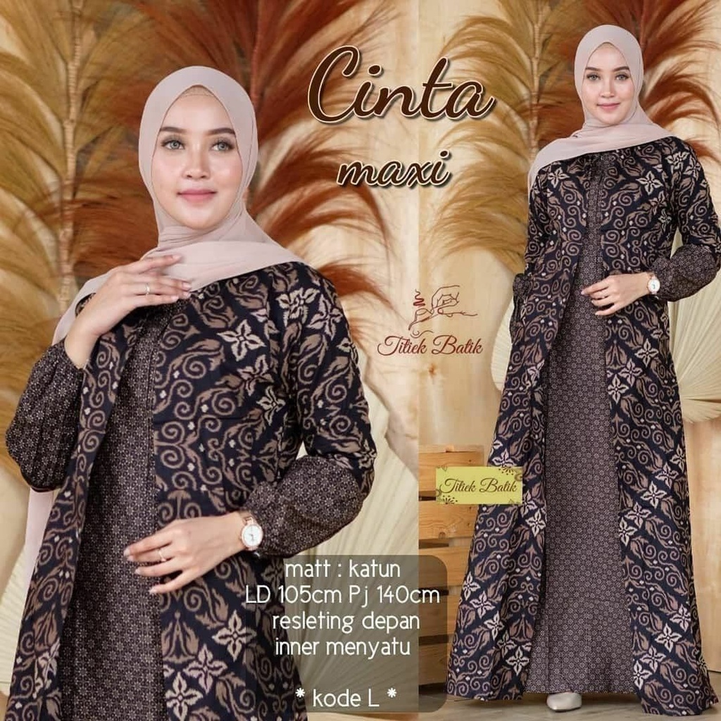 TERBARU Gamis Batik Long Cardy Sage Green Bahan Katun Premium M L XL XXL Jumbo Gamis Warna Sage