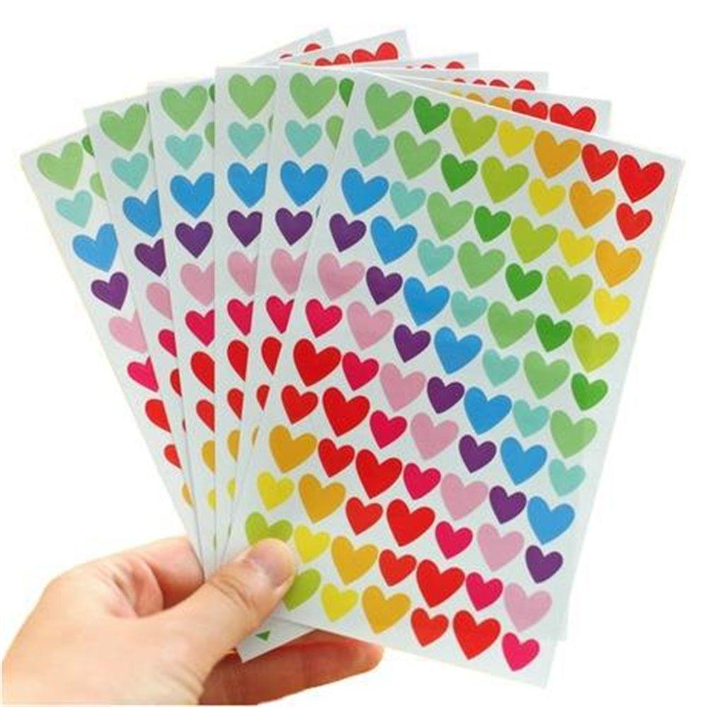 R-flower 6lembar Stiker Bintang Hati Dots Warna-Warni Untuk Dekorasi Buku Anak Sticker Rainbow