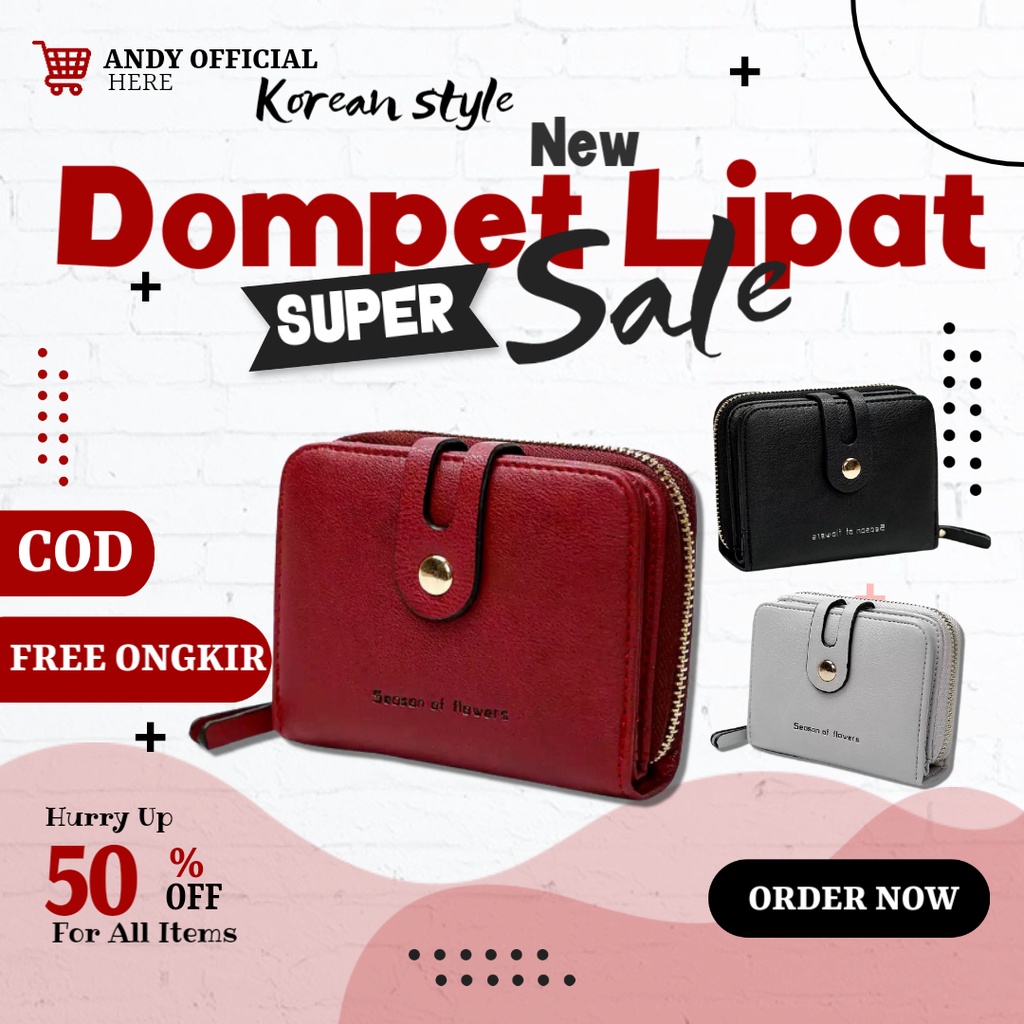 Dompet Donpet Dimpet Dopet Fompet Domoet Lipat Wanita Cewek Cewe Cwek Perempuan Ibu Kecil Mini Lucu 