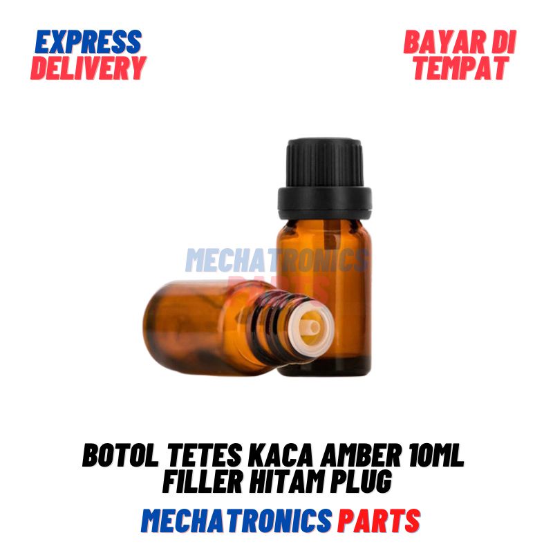 Botol Tetes Kaca Amber 10ml Filler Hitam Plug