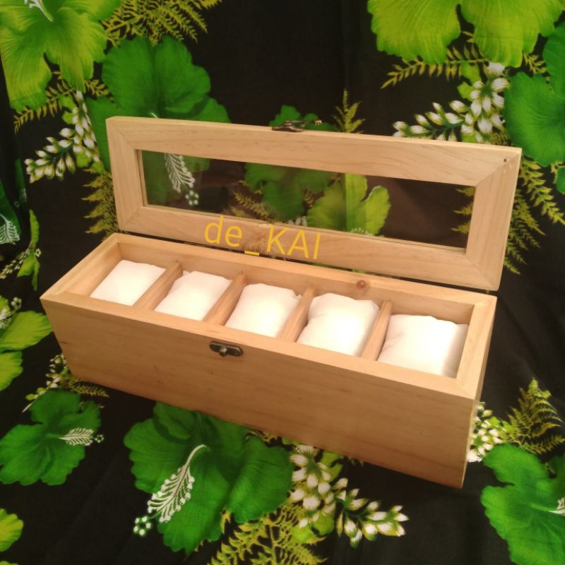 KOTAK JAM TANGAN KAYU ISI 5 / BOX TEMPAT JAM TANGAN KAYU JATI BELANDA 5 SLOT