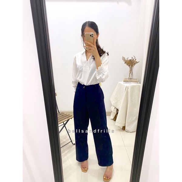 RENA Pants Knit Kancing Formal Kulot / Kulot Korea Casual / Loose Pants Wanita 1017