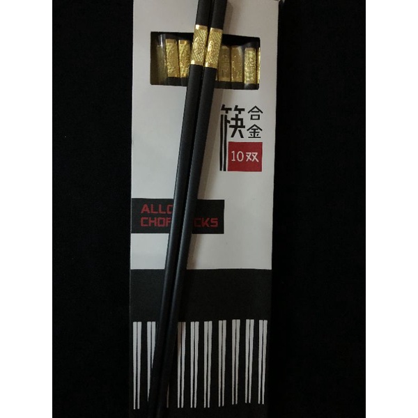 Sumpit Chinese Alloy Chopsticks Fiberglass Mewah Huruf Fu Hoki Rezeki 5 pasang