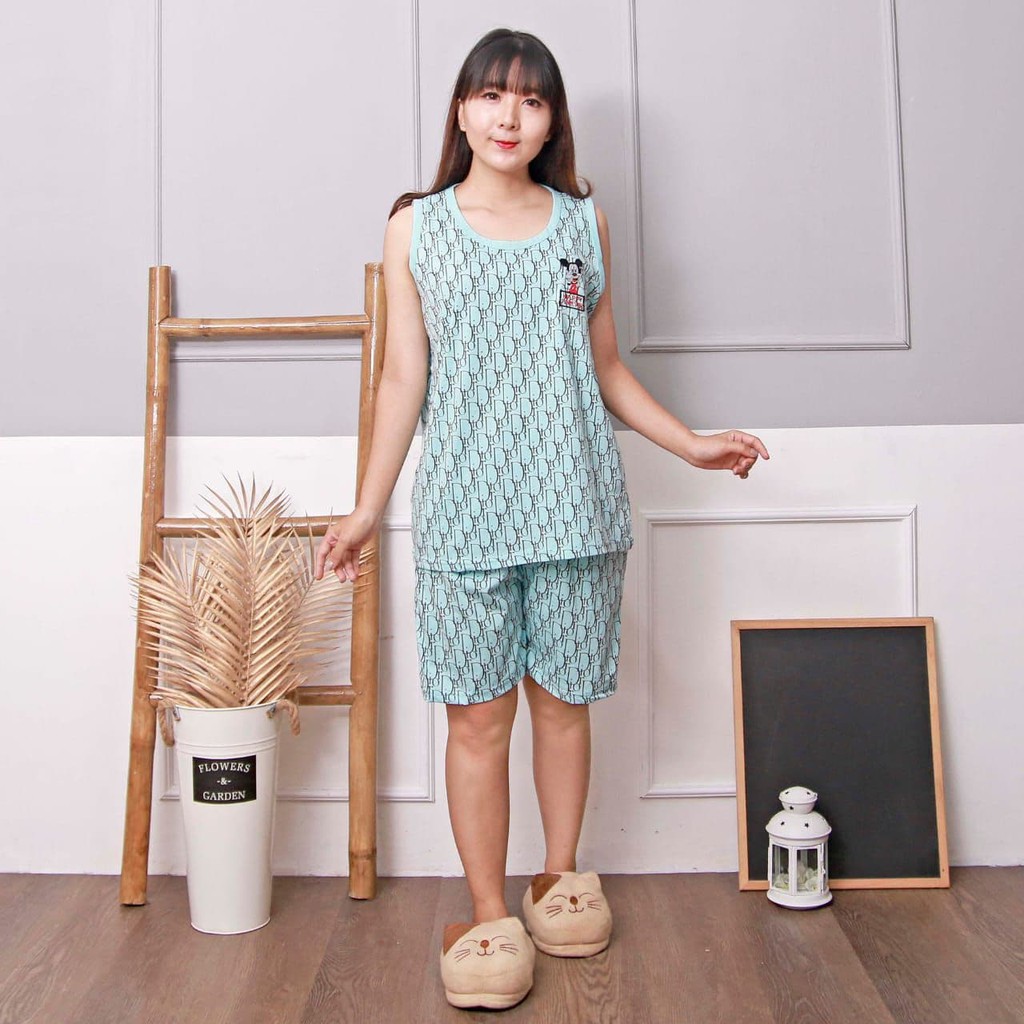 STELAN BAJU TIDUR WANITA HAPPY FOREVER / SET BAJU TIDUR SINGLET / BAJU TIDUR TERBARU 2021 / PIYAMA