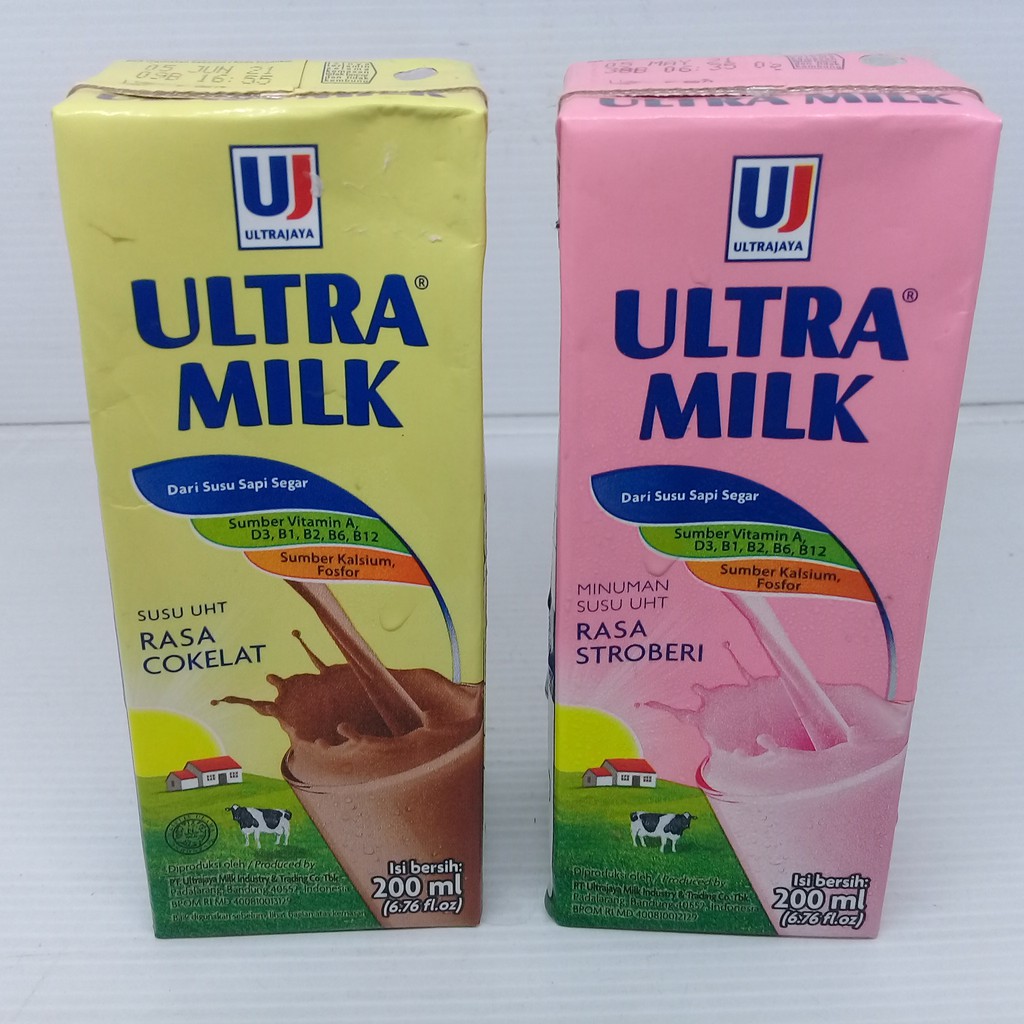 

Ultra Milk Susu UHT 200 ml Rasa Cokelat / Rasa Stroberi