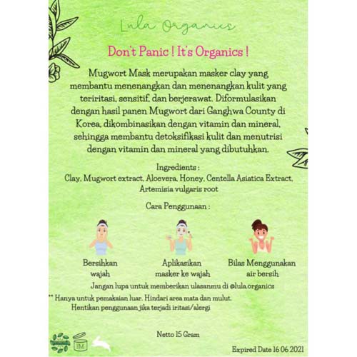 MUGWORT CLAY MASK BY LULA.ORGANIC 20 Gr
