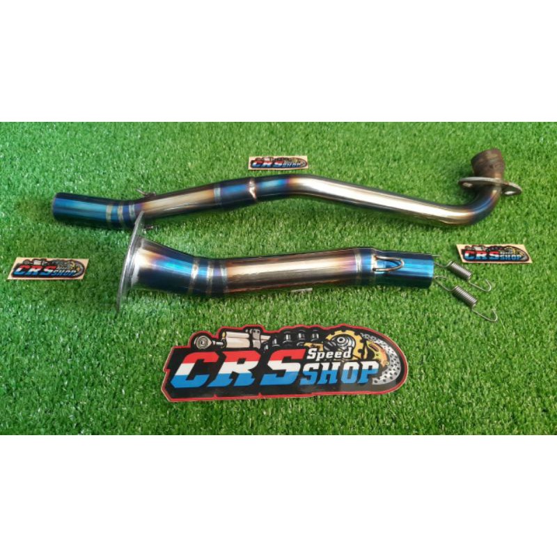 Terlaris Leher Knalpot Tsukigi Stenliss Rainbow Blue Supra X 125 Doubel Disk Thailand