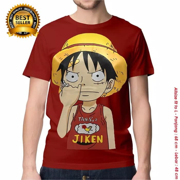 KAOS PRIA GAMBAR ANIME ONEPIECE LUFFY NGUPIL