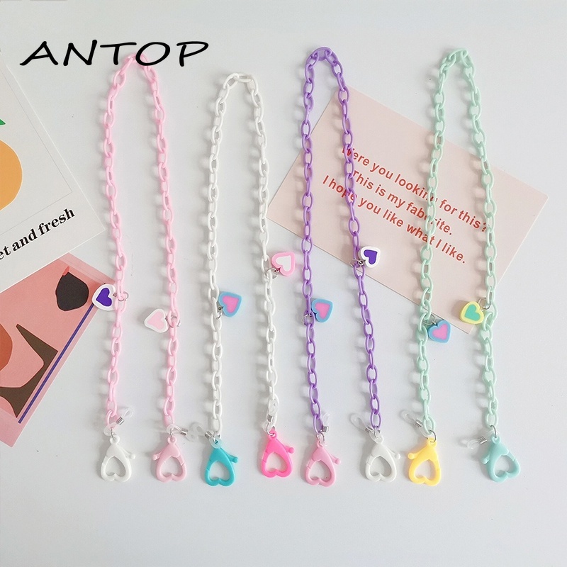 Fashion Acrylic Heart Mask Lanyard Chain Lanyard Anti-Lost Face Mask Kalung Kacamata Rantai Aksesoris ANTOP