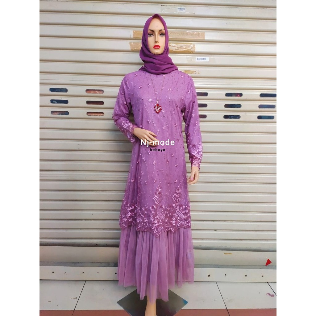 PROMO LONG TUNIK TUTU SYAKILA / LONG TUNIK TULLE MUTIARA BORDIR / GAMIS PESTA