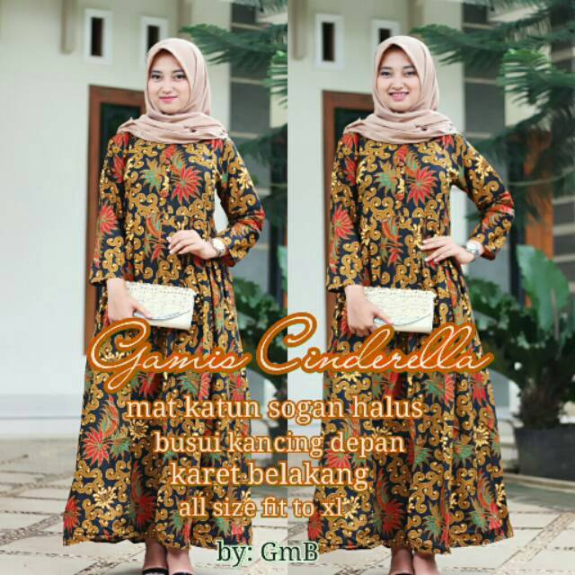 Gamis Cinderella Dress Batik Etnic Elegant Baju Muslim Hijab Abaya