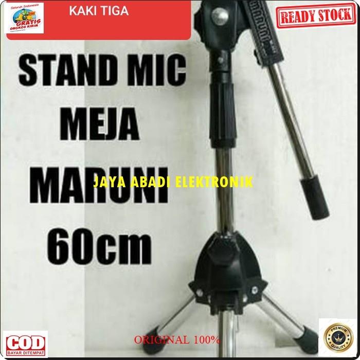 G112 ORIGINAL stand mic kaki tiga pendek holder standing microphone mik penyangga mikrophone tiang pegangan tripod asli gantungan hanger dudukan portable  Bisa segala MIC  Stand Mic Meja portable  tinggi 35-80 cm melayani GROSIR DAN ECERAN ke seluruh indo