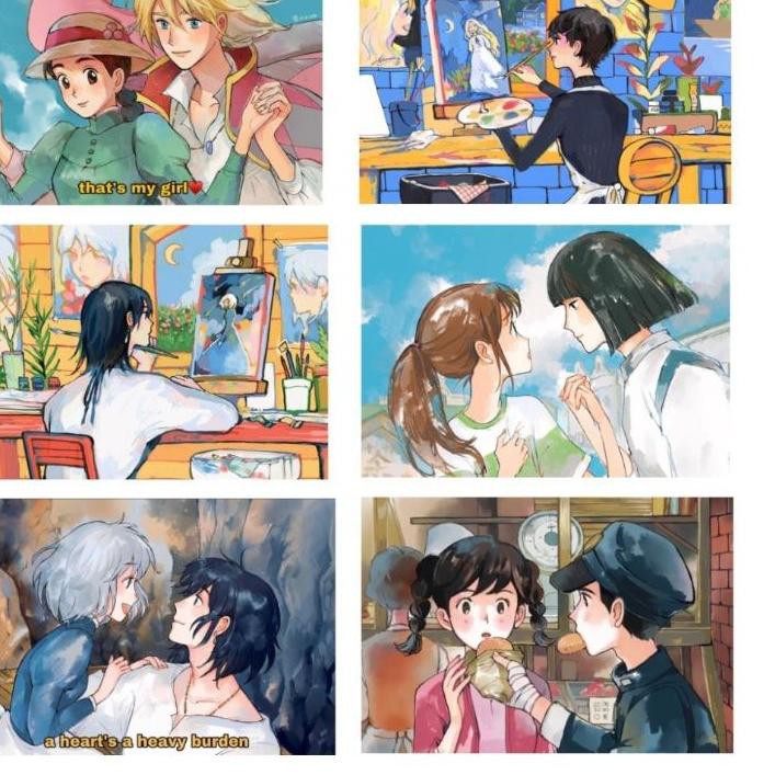 

ㅏ STUDIO GHIBLI POSTCARD - Art Cartoon - Howl's Moving Castle - Spirited Away - Anime エ