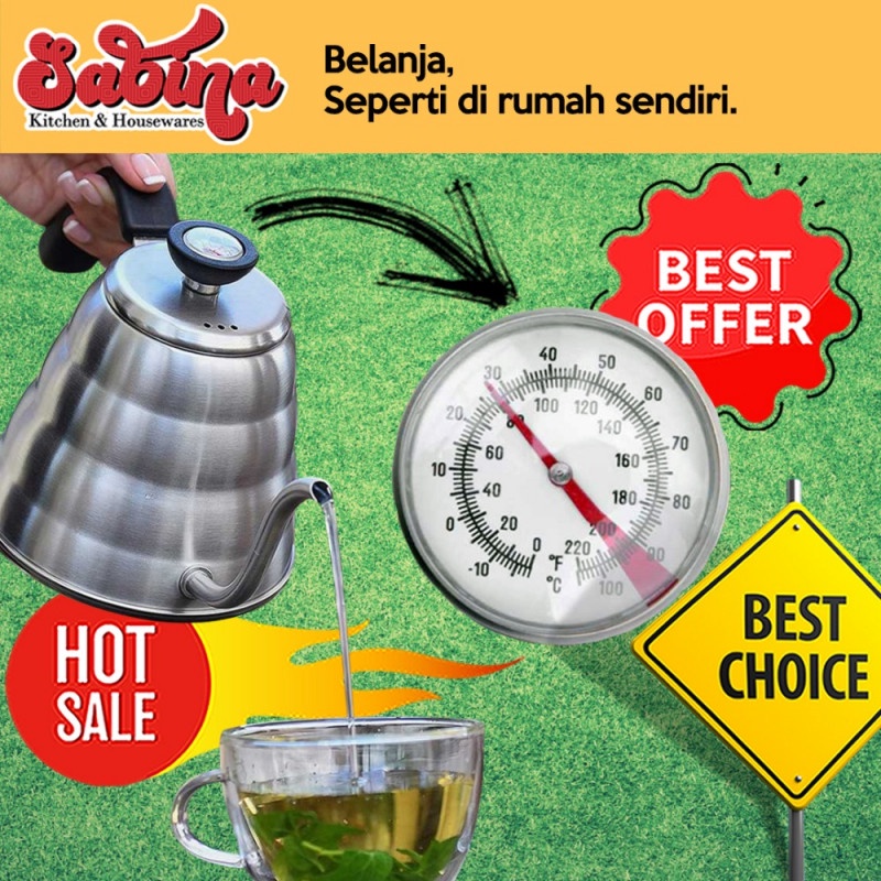 Teko Kopi Kettle Pot 1L Thermometer Espresso Coffee Maker Stainless