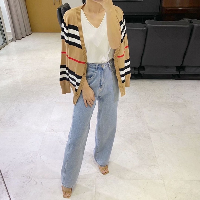 cardigan rajut knit garis salur burberry premium import bangkok bkk