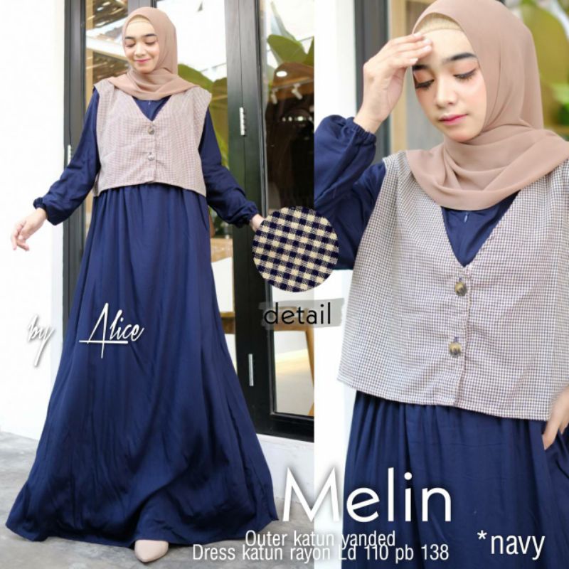 MELIN SET Gamis Long Dres Set Outer By Alice
