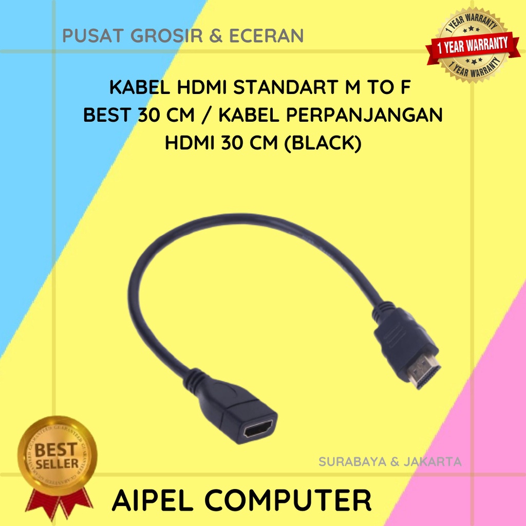 AFHB30 | KABEL HDTV STANDART MALE TO FEMALE BEST 30 CM / KABEL PERPANJANGAN HDTV 30 CM (BLACK)