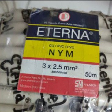 kabel listrik ETERNA 50 meter 3x2.5 kabel Eterna NYM 3x2,5mm harga seroll